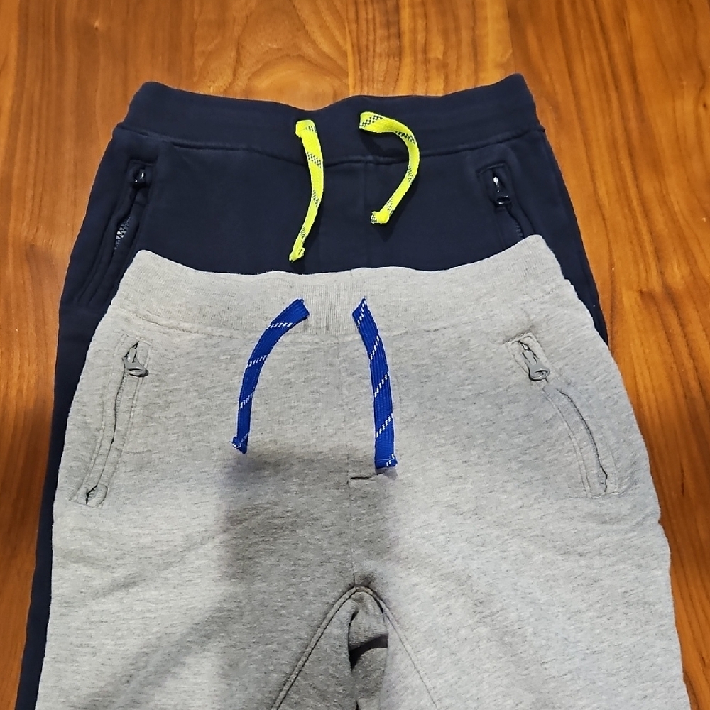 Two Pairs of Crewcuts Gray and Navy Blue Kids Joggers